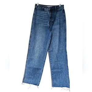 Hidden High Waist Super Wide Leg Raw Hem Back Seam Jeans waist 29 inseam 31